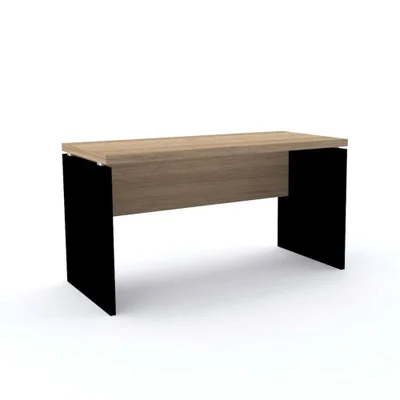 Mesa De Escritório Pé Painel Pe40 Em Mdp 150 X 60 Cm Noce Naturalle Base Preta
