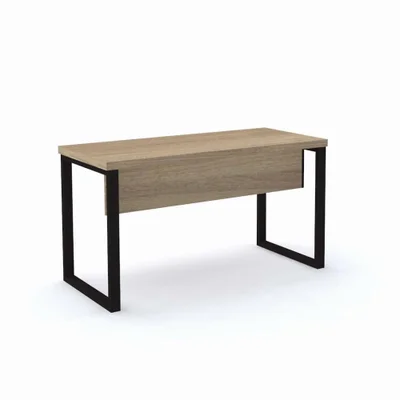 Mesa De Escritório Pé Tubular Pe40 Em Mdp 170 X 70 Cm Cor Walnut Base Preta