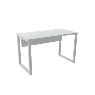 Mesa De Escritório Pé Tubular Pe25 Em Mdp 150 X 60 Cm Branca Com Base Branca