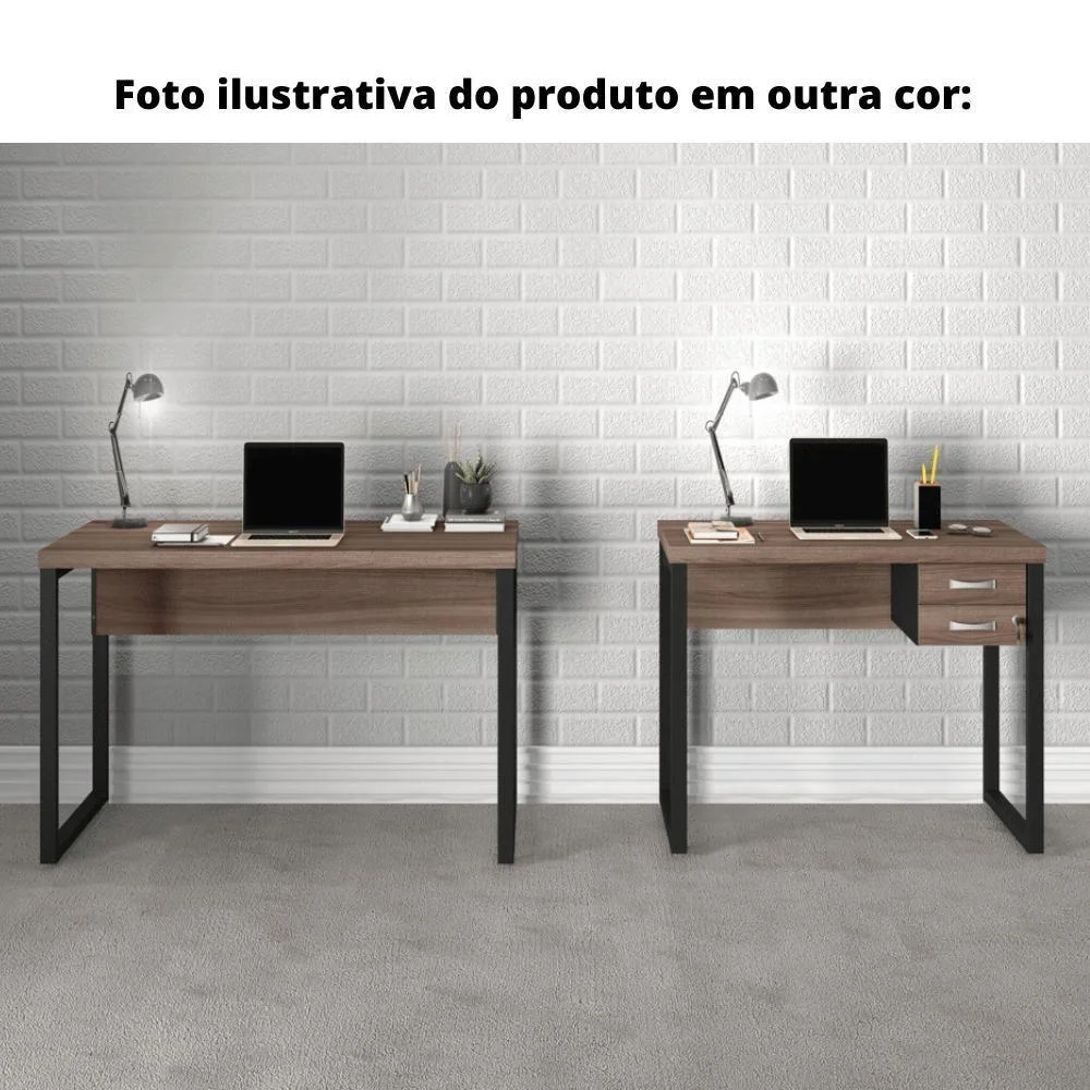Imagem 2 de 2 do produto Mesa De Escritório Pé Tubular Pe25 Em Mdp 120 X 60 Cm Noce Naturalle E Base Preta