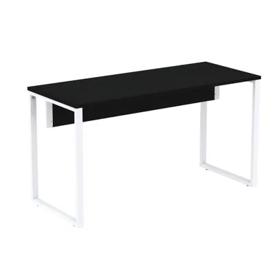 Mesa Escritório P25 Tub Pandin 170 Cm (larg) X 70 Cm (prof) Tampo Mdp Preto Pé Aço Tubular Branco