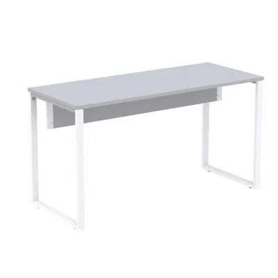 Mesa Escritório P25 Tub Pandin 170 Cm (larg) X 70 Cm (prof) Tampo Mdp Cinza Pé Aço Tubular Branco