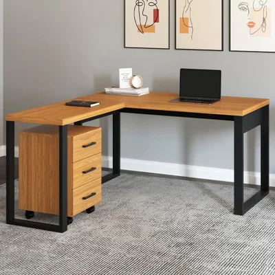 Mesa Escritório Em L Florence 135x157cm D3 Freijó Preto — foto 4