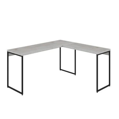Mesa Em L Dynamica Diretor 150x140x75cm Snow Estrutura Preta