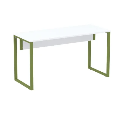 Mesa Escritório P25 Tub Pandin 170 Cm (larg) X 70 Cm (prof) Tampo Mdp Branco Pé Aço Tubular Verde