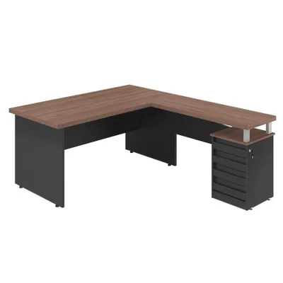 Mesa Em L 1.8 Brasil Noce Preto