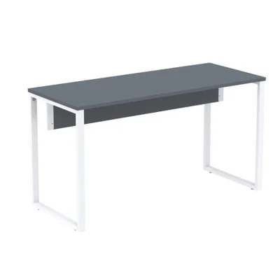 Mesa Escritório P25 Tub Pandin 170 Cm (larg) X 70 Cm (prof) Tampo Mdp Grafito Pé Aço Tubular Branco