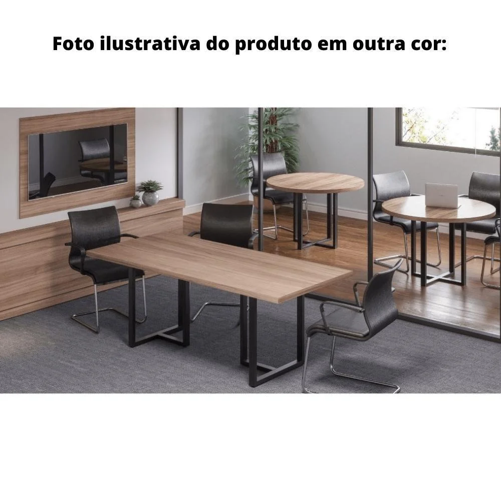 Imagem 2 de 2 do produto Mesa De Reunião Retangular 200 X 90 Cm Pé Tubular Pe40 Em Mdp Walnut Base Preta