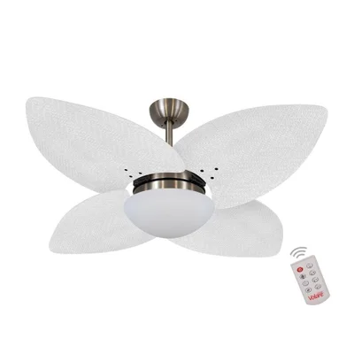 Ventilador De Teto Dormamu Bronze 4 Pás Palmae Branco 220v Com Controle
