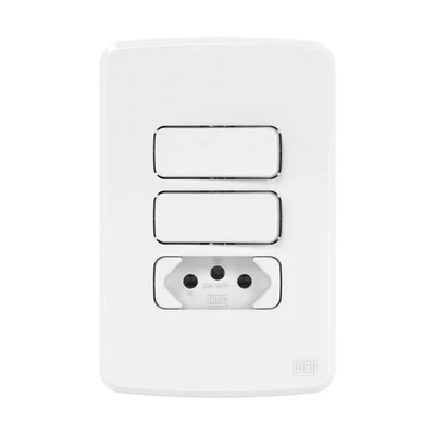 Conjunto 2 Interruptor Simples + 1 Tomada 2p+t 20a Branco Compose [ 13272581 ]  Weg