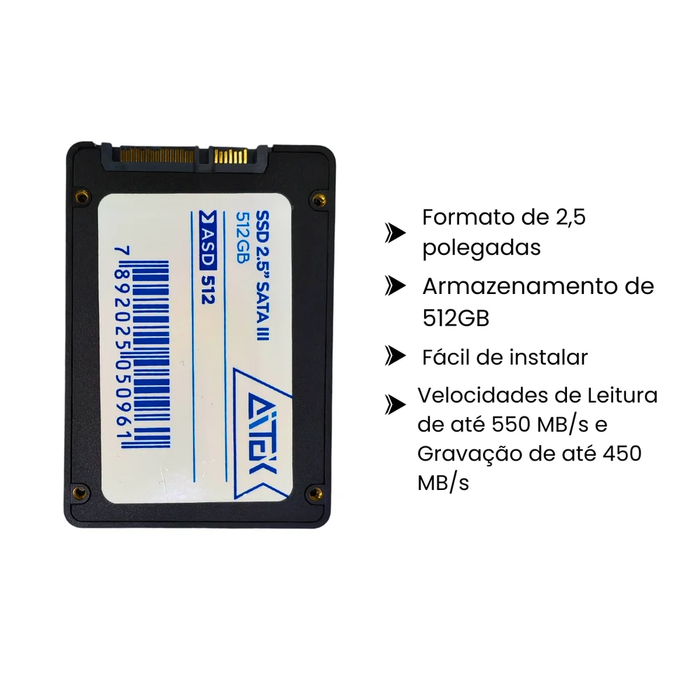 SSD 25 Sata III 512Gb Aitek ASD512