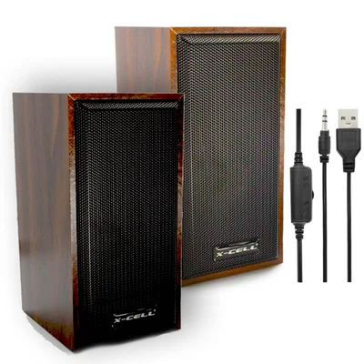 Caixa De Som Multimidia Usb P2 10w Rms Madeira Linda Marrom