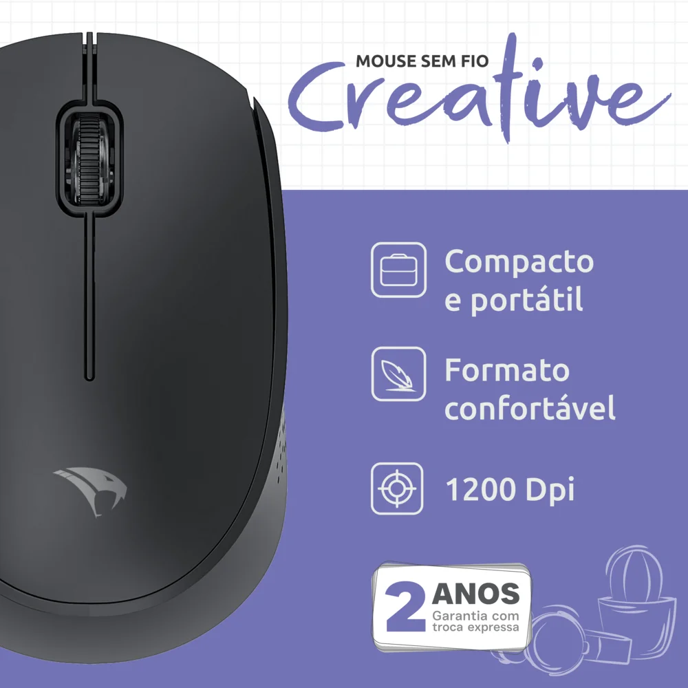 Imagem 4 de 5 do produto Mouse Creative Preto Viper Pro Office Vo200