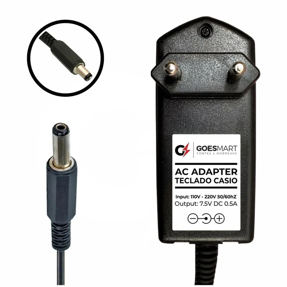 Imagem 2 de 2 do produto Fonte Dc 7,5v Para Teclado Casio Casiotone Mt-45 Mt-65 Mt-68