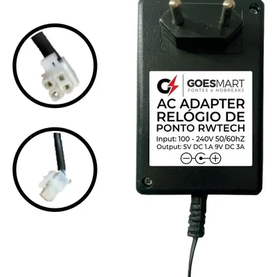 Fonte 5vdc 9vcv 4 Vias Relogio De Ponto Rwtech Bioprox-c 960