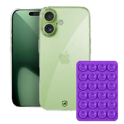 Kit Capa Crystal Slim Para Iphone 17 +  Ventosa - Roxo - Gshield