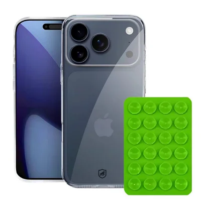 Kit Capa Crystal Slim Para Iphone 17 Pro Max +  Ventosa - Verde - Gshield