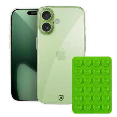Kit Capa Crystal Slim Para Iphone 17 +  Ventosa - Verde - Gshield