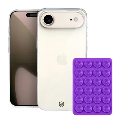 Kit Capa Crystal Slim Para Iphone 17 Air +  Ventosa - Roxo - Gshield
