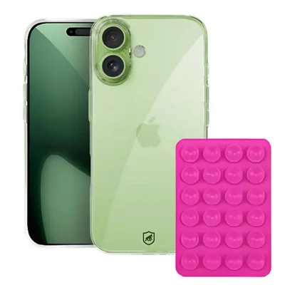 Kit Capa Crystal Slim Para Iphone 17 +  Ventosa - Rosa - Gshield