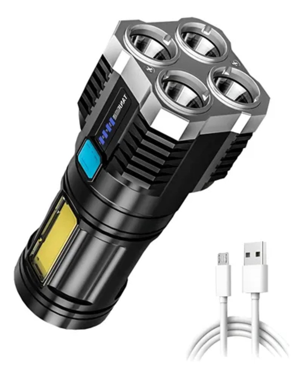 Lanterna LED A Prova D´água 4 Nucleos Potente Usb Recarregável