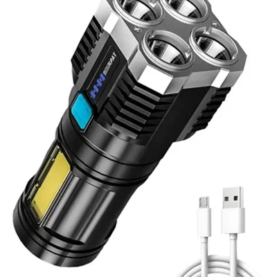 Lanterna LED A Prova D´água 4 Nucleos Potente Usb Recarregável