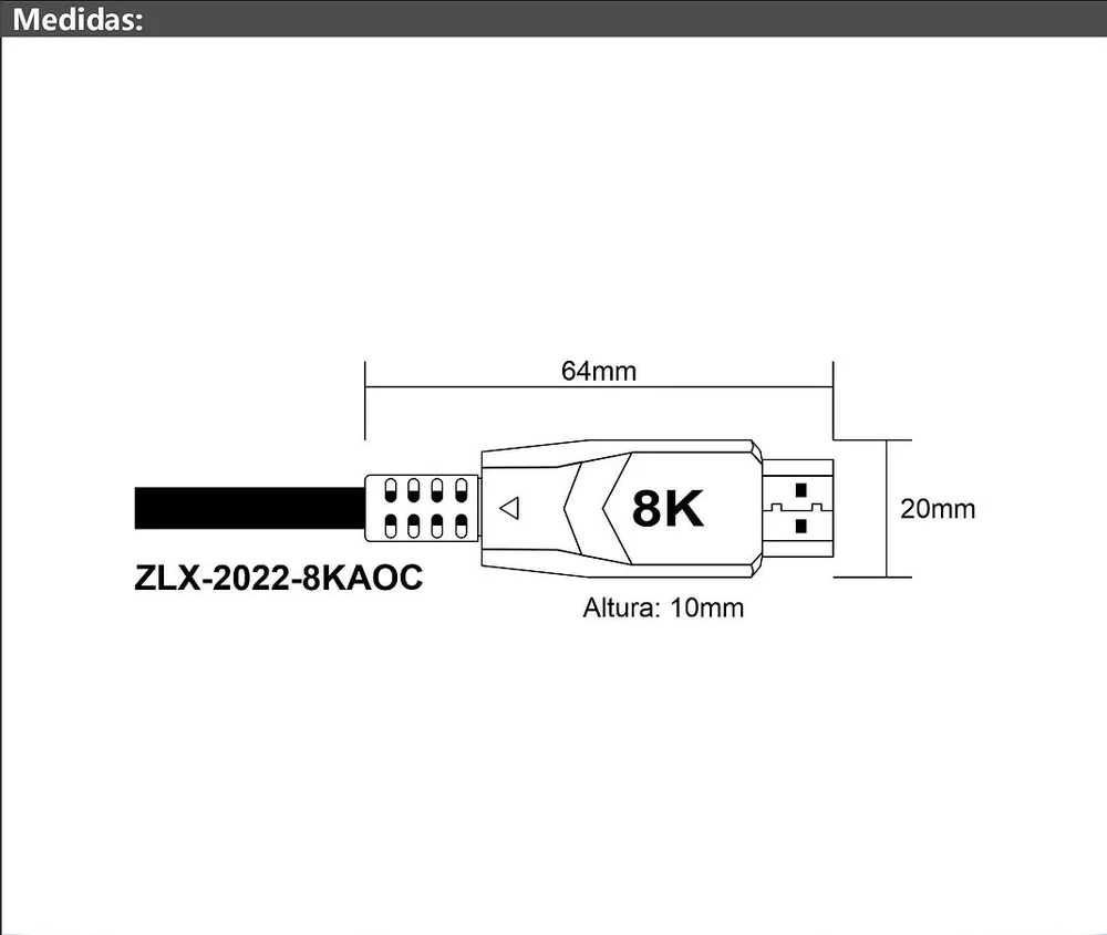 Imagem 3 de 4 do produto Cabo HDMI 2.1 Uhd 8k Fibra Óptica 10mt / As-2022-8kaoc-10m