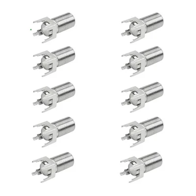 Kit 50x Conector F Fêmea Rosca 180° Para Placa PCi – Soldável