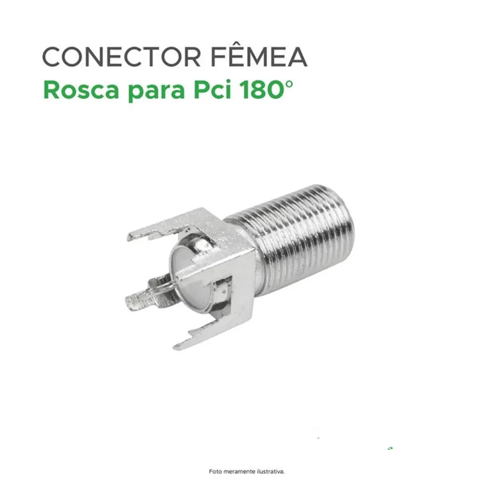Imagem 2 de 5 do produto Kit 50x Conector F Fêmea Rosca 180° Para Placa PCi – Soldável