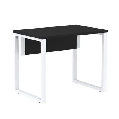 Mesa Escritório P25 Tub Pandin 90 Cm (larg) Tampo Mdp Preto Pé Aço Tubular Branco