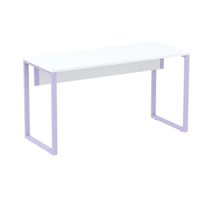 Mesa Escritório P25 Tub Pandin 170 Cm Largura X 70 Cm Profundidade Tampo Mdp Branco Pé Aço Tubular Lilás