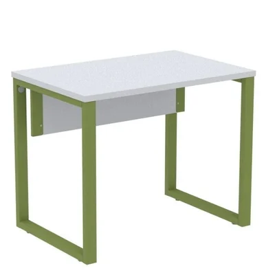 Mesa Escritório P25 Tub Pandin 90 Cm (larg) Tampo Mdp Cinza Pé Aço Tubular Verde Mirô
