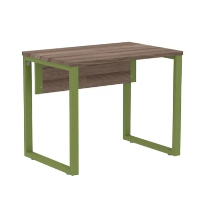 Mesa Escritório P25 Tub Pandin 90 Cm (larg) Tampo Mdp Walnut Pé Aço Tubular Verde Mirô