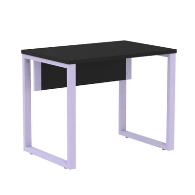 Mesa Escritório P25 Tub Pandin 90 Cm (larg) Tampo Mdp Preto Pé Aço Tubular Lilás