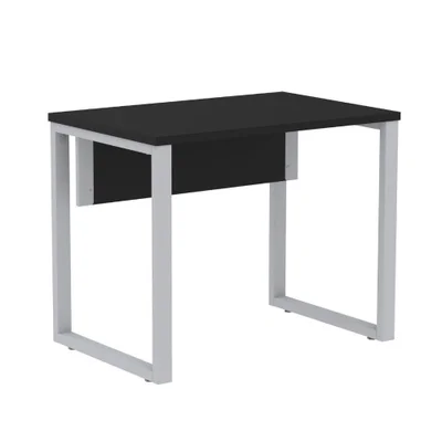 Mesa Escritório P25 Tub Pandin 90 Cm (larg) Tampo Mdp Preto Pé Aço Tubular Cinza