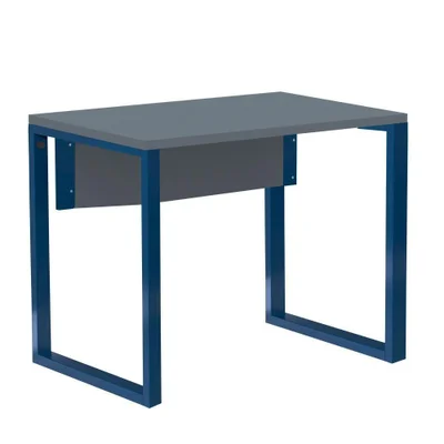 Mesa Escritório P25 Tub Pandin 90 Cm (larg) Tampo Mdp Grafito Pé Aço Tubular Azul Del Rey
