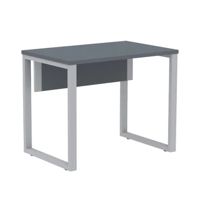 Mesa Escritório P25 Tub Pandin 90 Cm Largura Tampo Mdp Grafito Pé Aço Tubular Cinza
