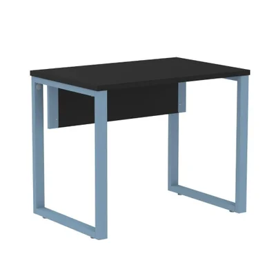 Mesa Escritório P25 Tub Pandin 90 Cm (larg) Tampo Mdp Preto Pé Aço Tubular Azul Dali