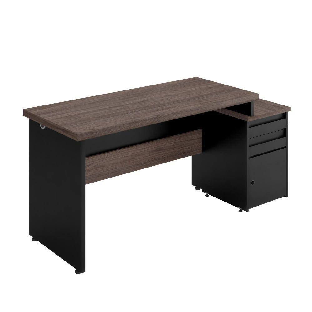 Mesa Escrivaninha Com Gaveteiro Freijo Preto