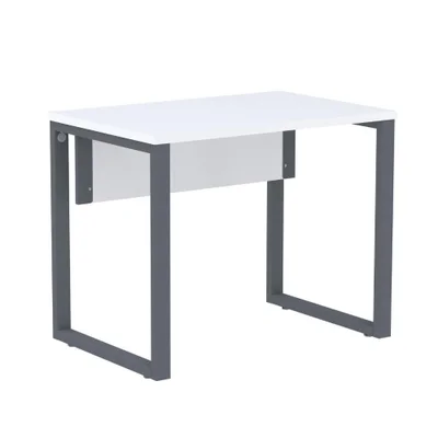 Mesa Escritório P25 Tub Pandin 90 Cm Largura Tampo Mdp Branco Pé Aço Tubular Grafito