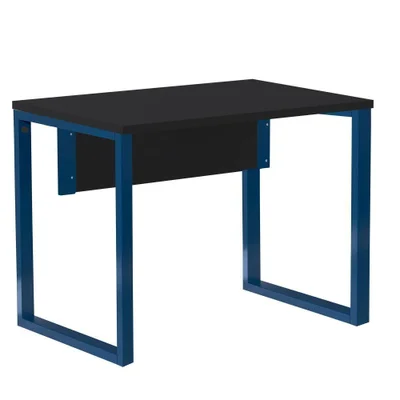 Mesa Escritório P25 Tub Pandin 90 Cm (larg) Tampo Mdp Preto Pé Aço Tubular Azul Del Rey