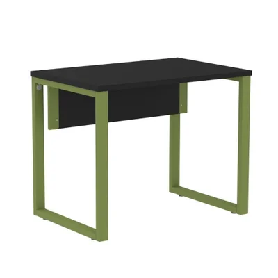 Mesa Escritório P25 Tub Pandin 90 Cm (larg) Tampo Mdp Preto Pé Aço Tubular Verde Mirô