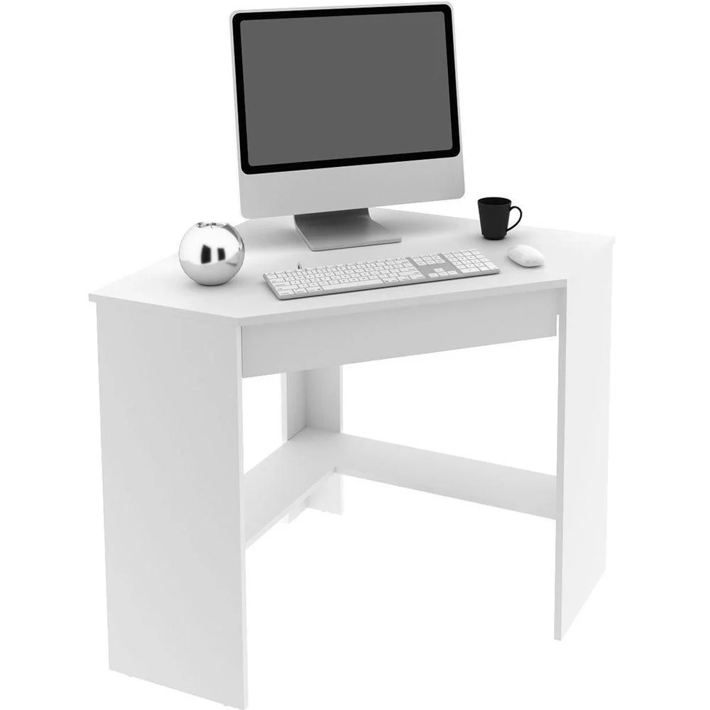 Mesa Escrivaninha De Canto Para Escritório 1 Gaveta Branco 4