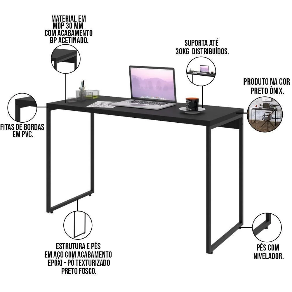 Imagem 3 de 5 do produto Mesa Para Escritório Industrial Aspen 120 Cm C01 Onix