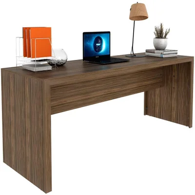 Mesa Para Escritório Escrivaninha 180 Cm Nogal