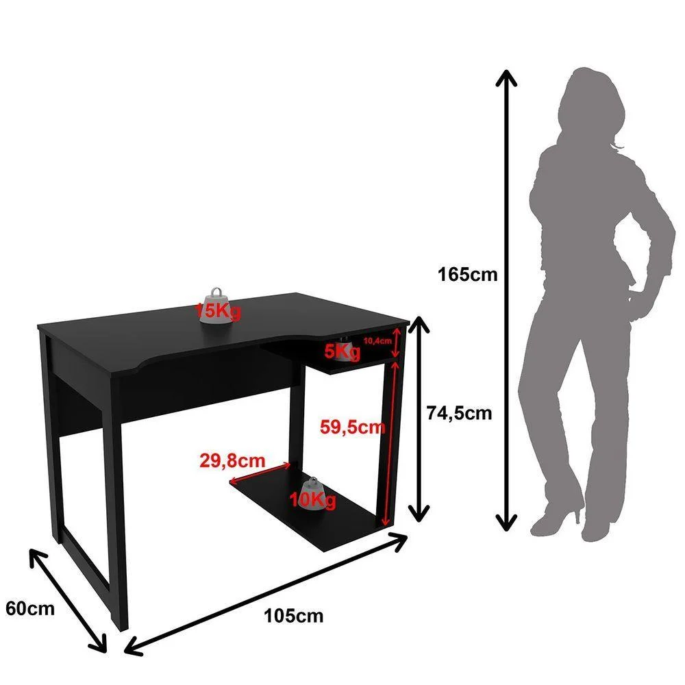 Imagem 3 de 5 do produto Mesa Para Escrivaninha Gamer Preto