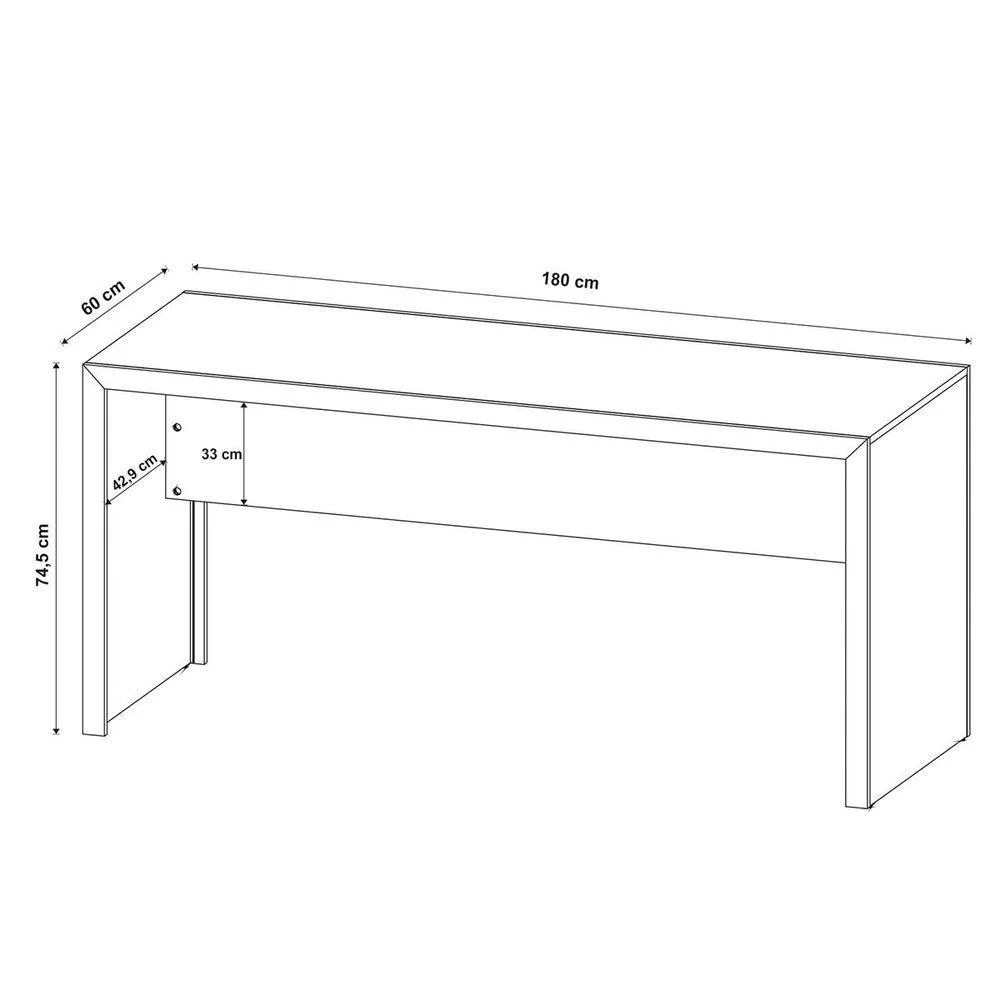 Imagem 5 de 5 do produto Mesa Para Escritório Escrivaninha 180 Cm Branco