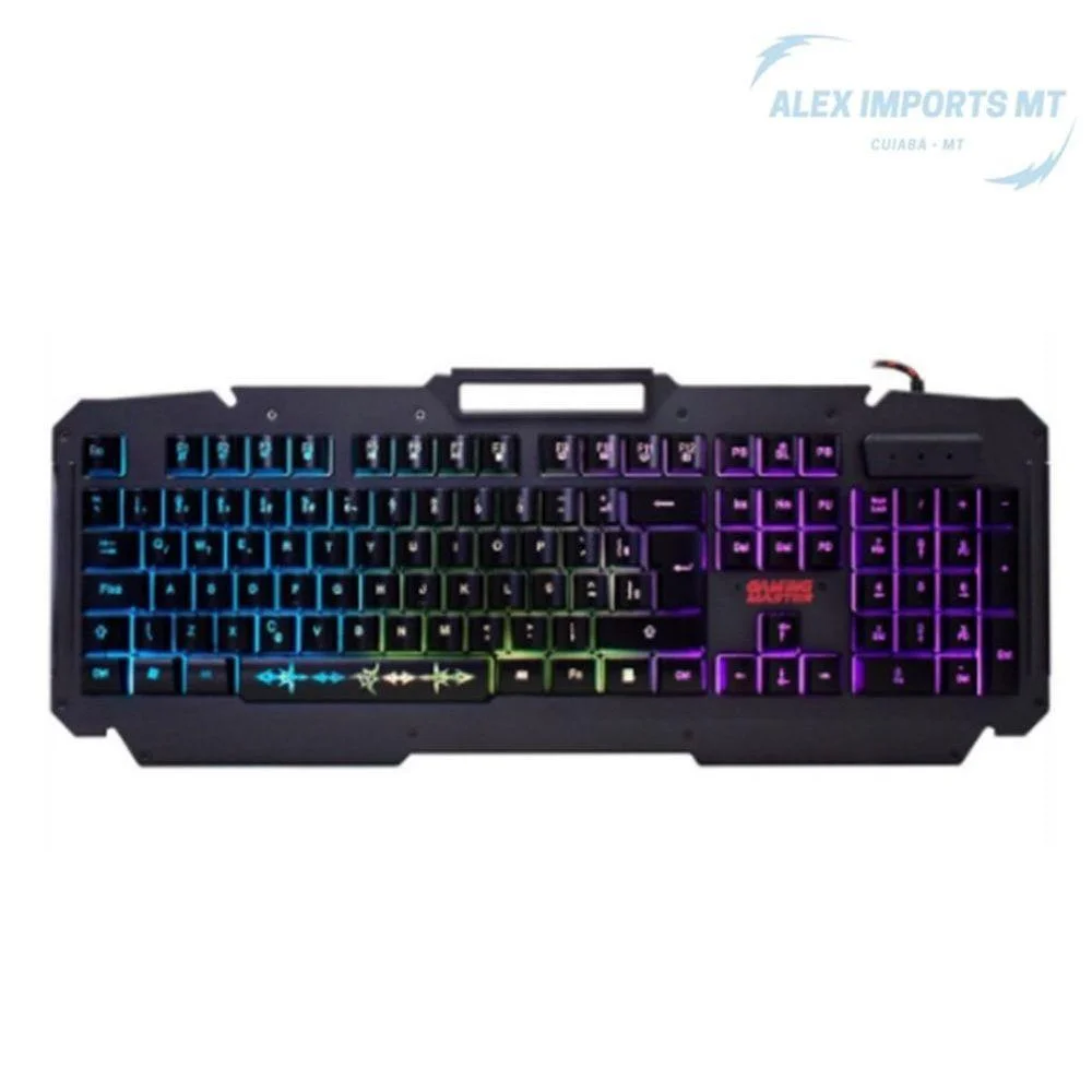 Teclado Usb Gamer Semi Mecânico Base Metal Com Suporte Teclado Usb Gamer Semi Mecânico Base Metal Com Suporte