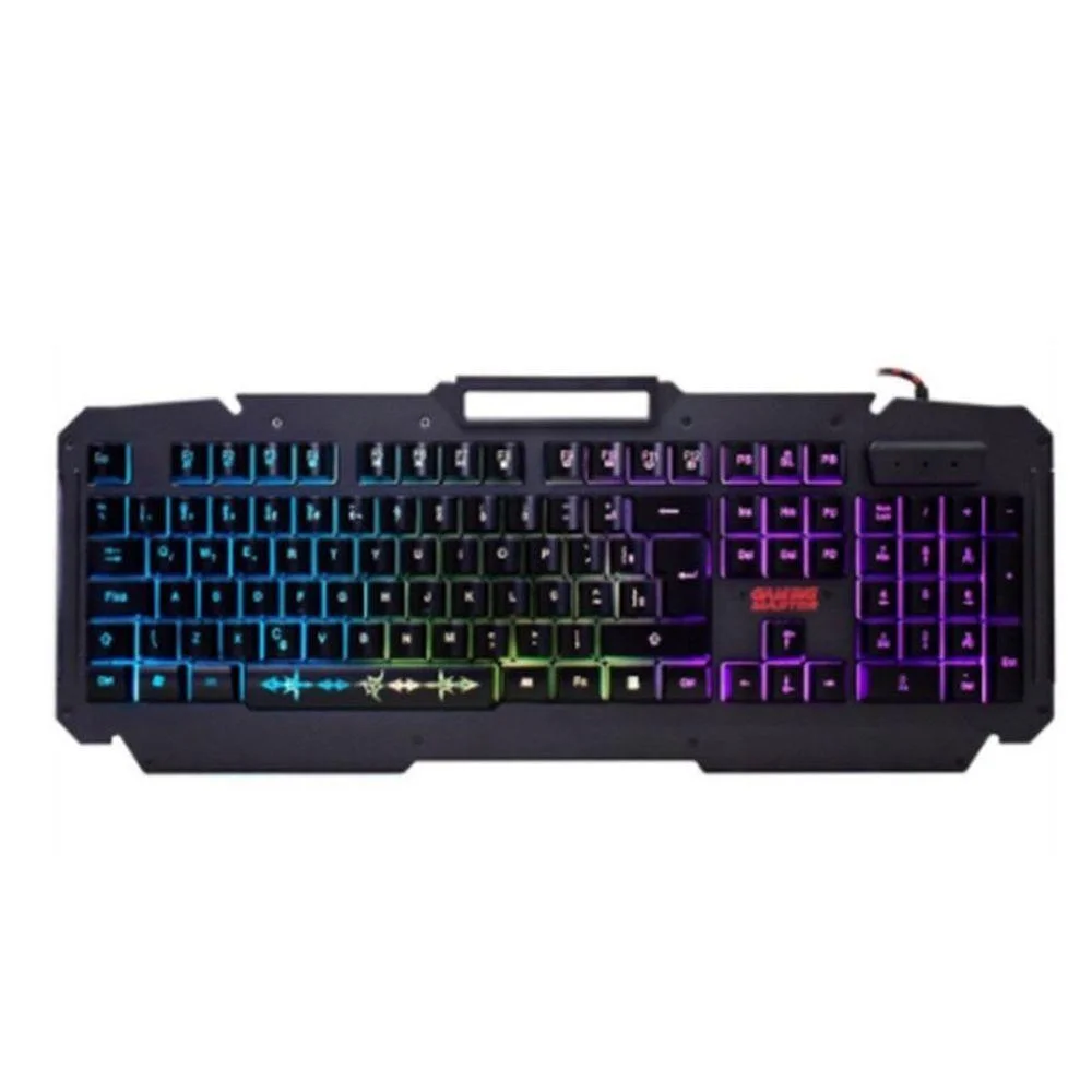 Teclado Usb Gamer Para Jogos No PC Com Base Metal E Suporte Teclado Usb Gamer Para Jogos No PC Com Base Metal E Suporte