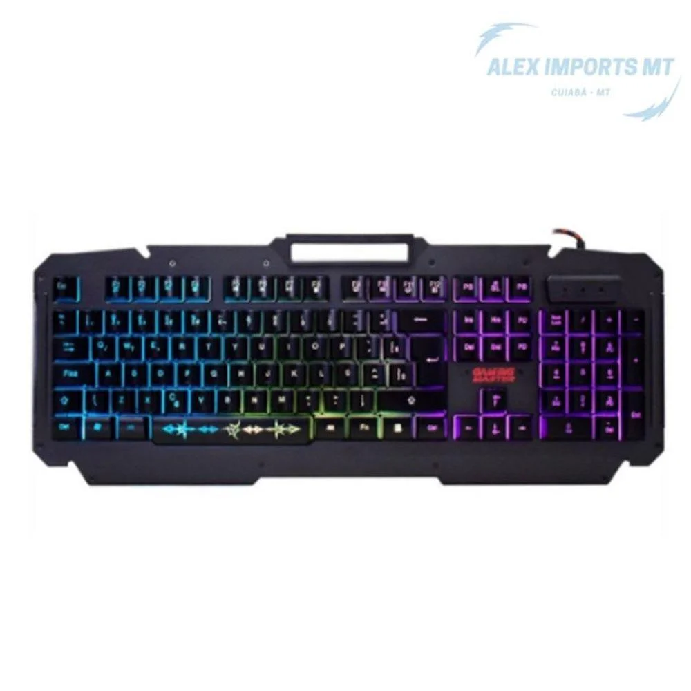 Teclado Usb Gamer Para Jogos No PC Com Base Metal E Suporte Teclado Usb Gamer Para Jogos No PC Com Base Metal E Suporte